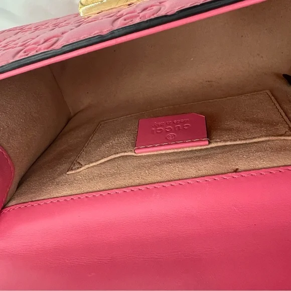 GUCCI GG Microguccissima pink Padlock Leather Chain Shoulder bag ❤️ - Picture 8 of 12